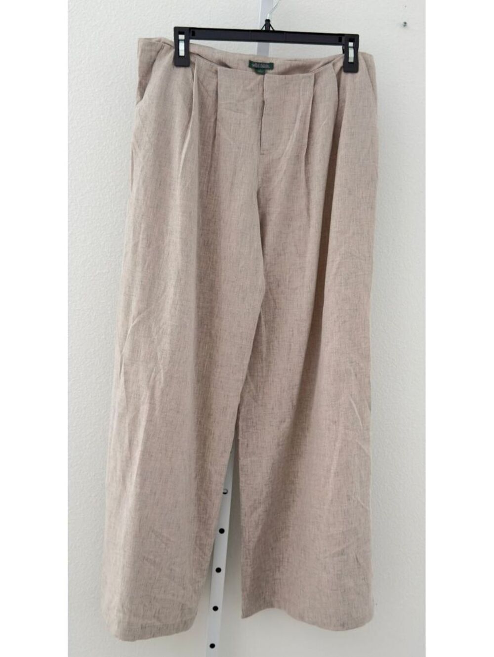 Wild Fable Beige Linen-Blend Wide Leg Pleated Trousers Women Size 6